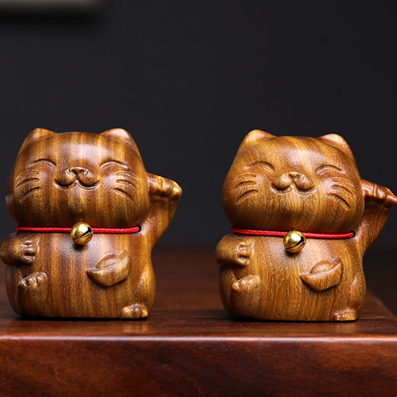 Buddha Stones緑 白檀 小型 かわいい 招き猫 平和 飾り - image 5