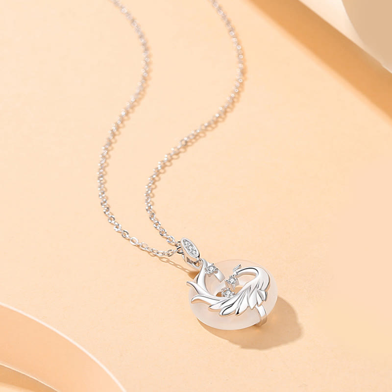 Buddha Stones925スターリングシルバー 龍年 天然ブラックオニキス カルセドニー 龍 鳳凰平和のお守りチャーム保護ネックレスペンダント - フェニックスカルセドニー（ポジティブ♥ハーモニー） - image 5