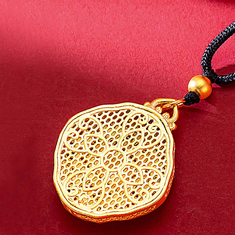 Buddha Stonesの花と愛のハートの銅製富のネックレスペンダント