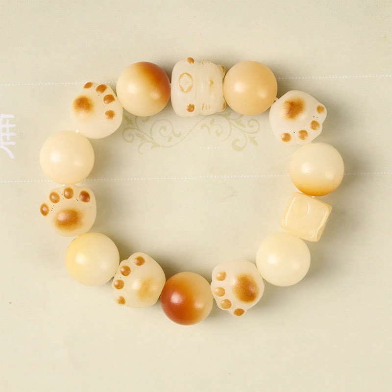 Buddha Stones天然菩提樹 白檀 幸運の猫の頭モチーフの足爪 平和ブレスレット - image 21