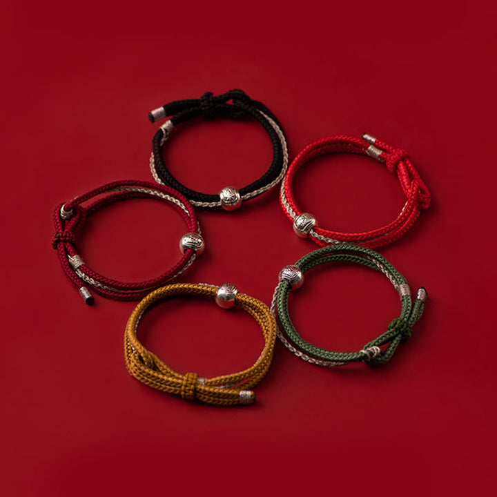 Buddha Stones925 スターリングシルバー チベット ザキラム 富と幸運の女神 ロープブレスレット