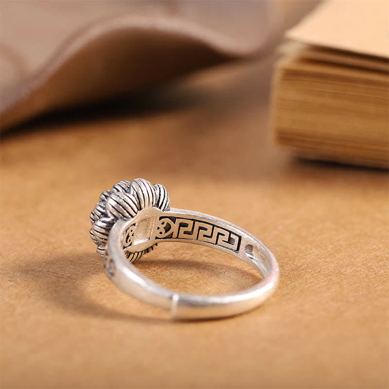 Buddha Stones 925スターリングシルバー ロータスレッドアゲート 自信の祝福リング - image 10