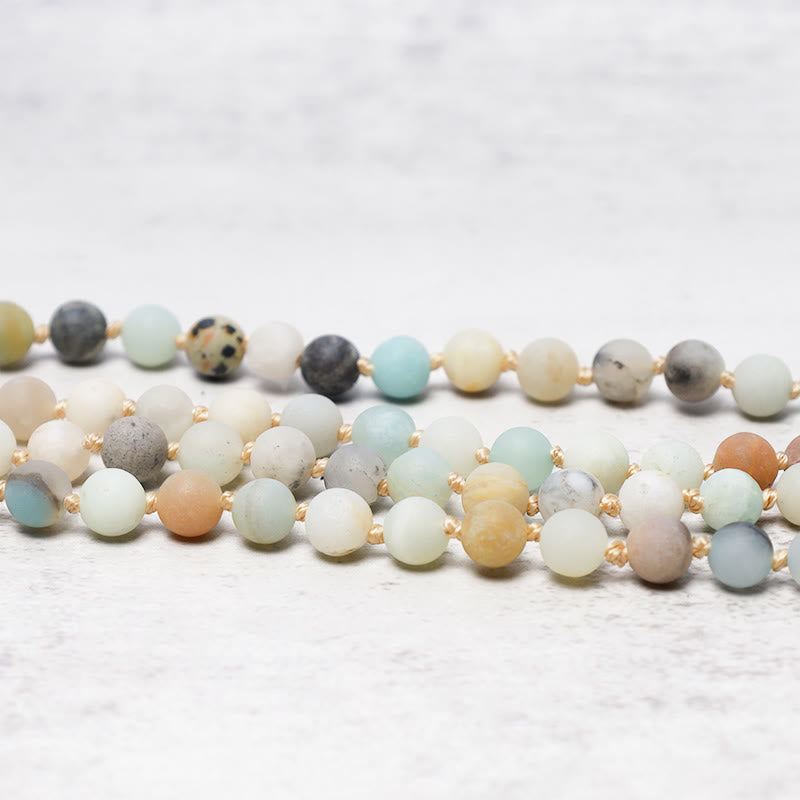 Buddha Stones 108 アマゾナイトビーズ タッセルMalaブレスレット