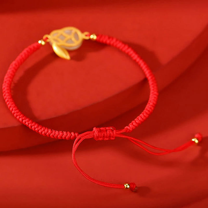 Buddha Stones925 スターリングシルバー 卯年 和田白翡翠 幸運の赤い糸 守護ブレスレット