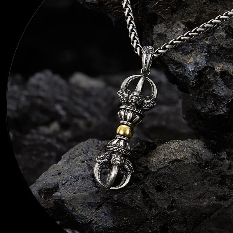 Buddha Stonesチベットドルジェ金剛杵デザイン富のネックレスペンダント