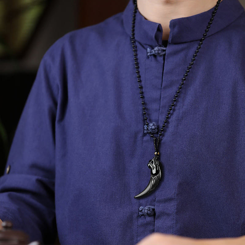 Buddha Stones天然黒翡翠 十二支 龍の歯模様 守護ネックレス ペンダント - image 6