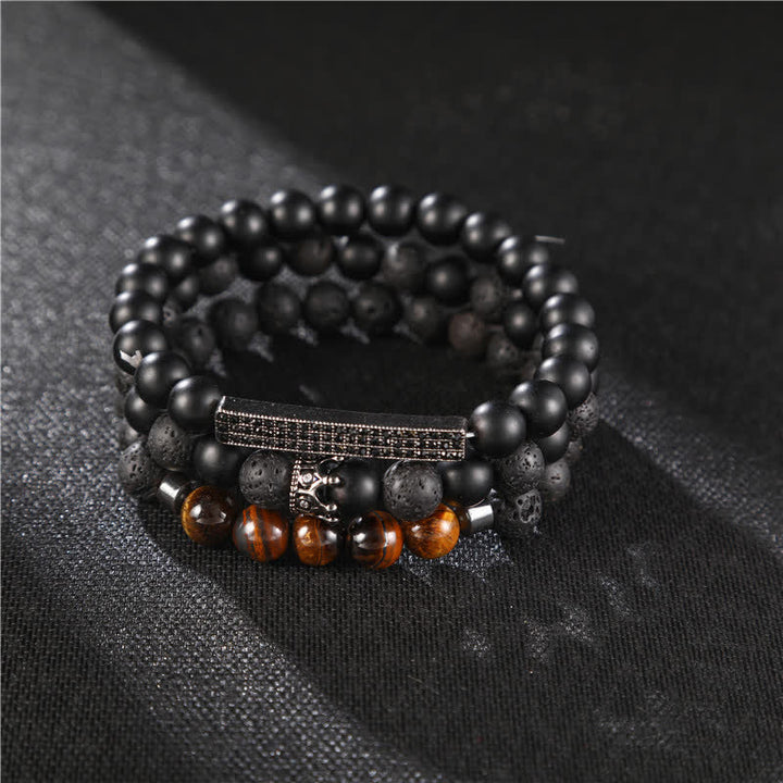 Buddha Stones3個入り フロストストーン 溶岩石 タイガーアイ アクティベートブレスレット