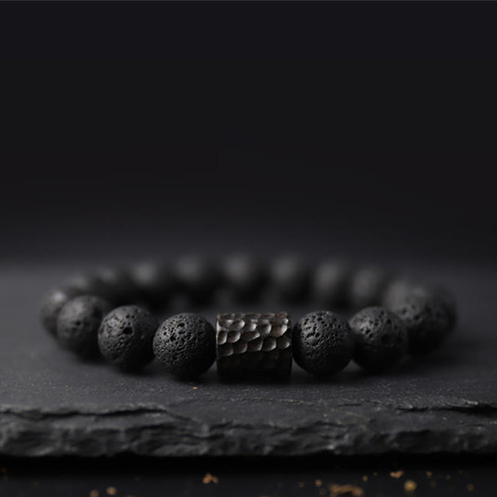 Buddha Stones 溶岩・黒檀・タイガーアイ使用 ヒーリングブレスレット