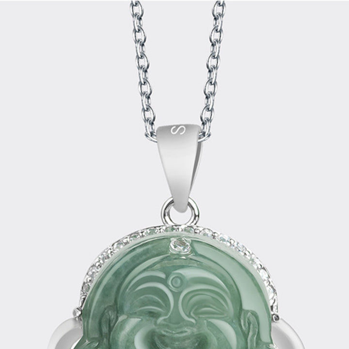 Buddha Stones925スターリングシルバー 笑う仏陀 翡翠 豊穣のネックレスチェーンペンダント - image 7