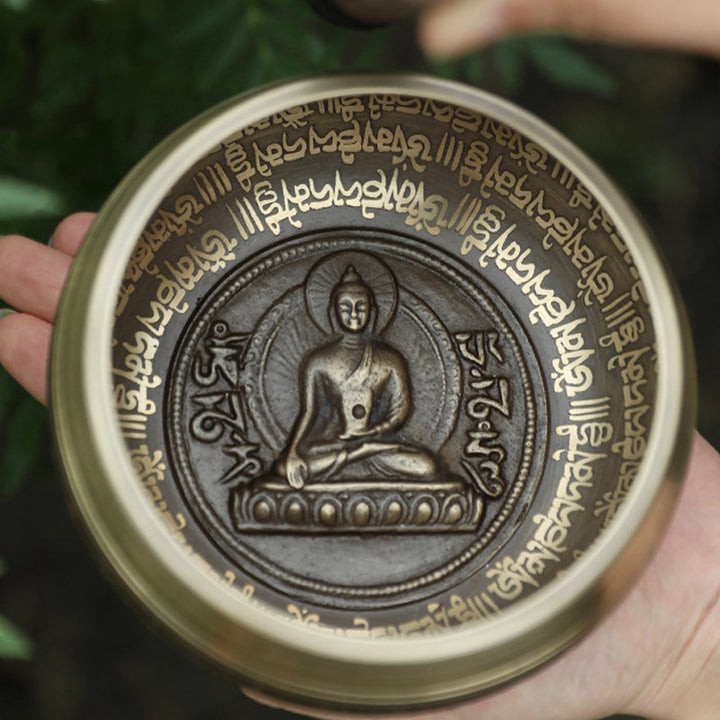 集中力と瞑想のための手作りのBuddha Stonesチベットサウンドボウル平和な幸福シンギングボウルセット