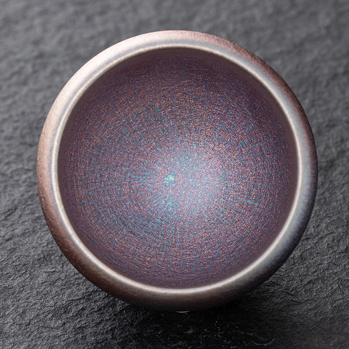 Buddha Stonesヴィンテージ 紫 レインボー 中国 Jianzhan 窯 磁器 ティーカップ カンフー ティーカップ