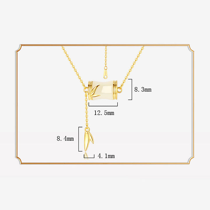 Buddha Stones 925スターリングシルバー 22Kゴールド 和田白翡翠 竹の葉 幸運のネックレス ペンダント ブレスレット - image 5