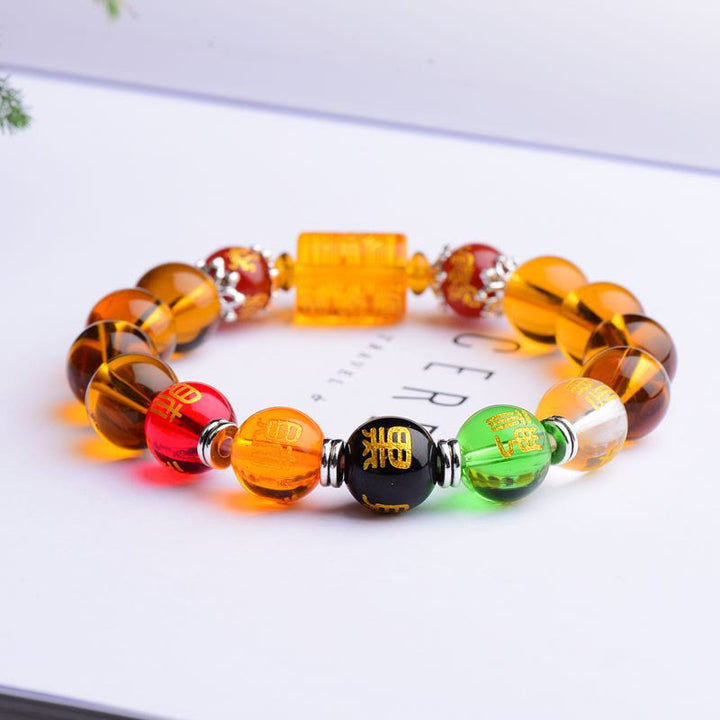 Buddha Stones天然シトリン幸運幸福ブレスレット