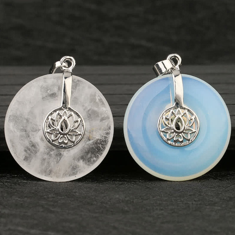 Buddha Stones各種クリスタルアメジストピンククリスタルロータスヒーリングネックレスペンダント