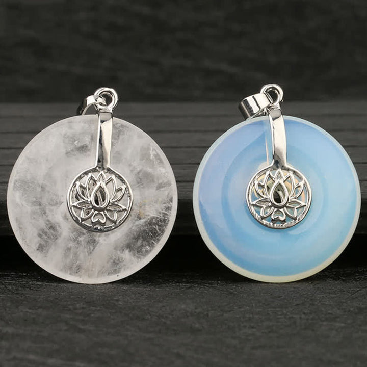 Buddha Stones各種クリスタルアメジストピンククリスタルロータスヒーリングネックレスペンダント