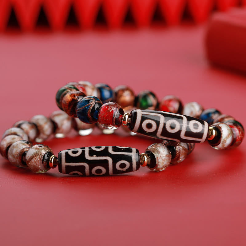 Buddha Stonesチベット九眼珠三眼珠琉璃ガラス玉富のブレスレット