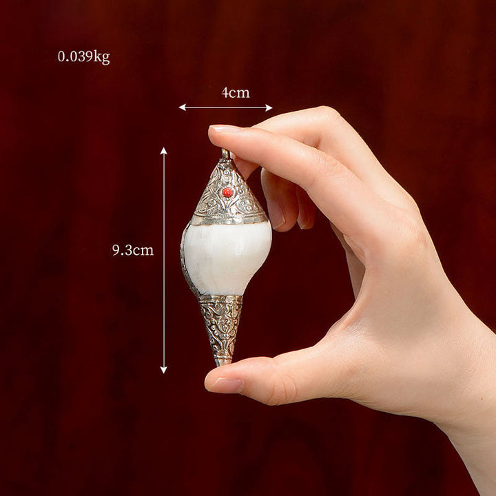 チベットの天然シャンカ貝殻、幸運の富をもたらす家の装飾 - エクストラスモールシャンク 9.3×4cm - image 2