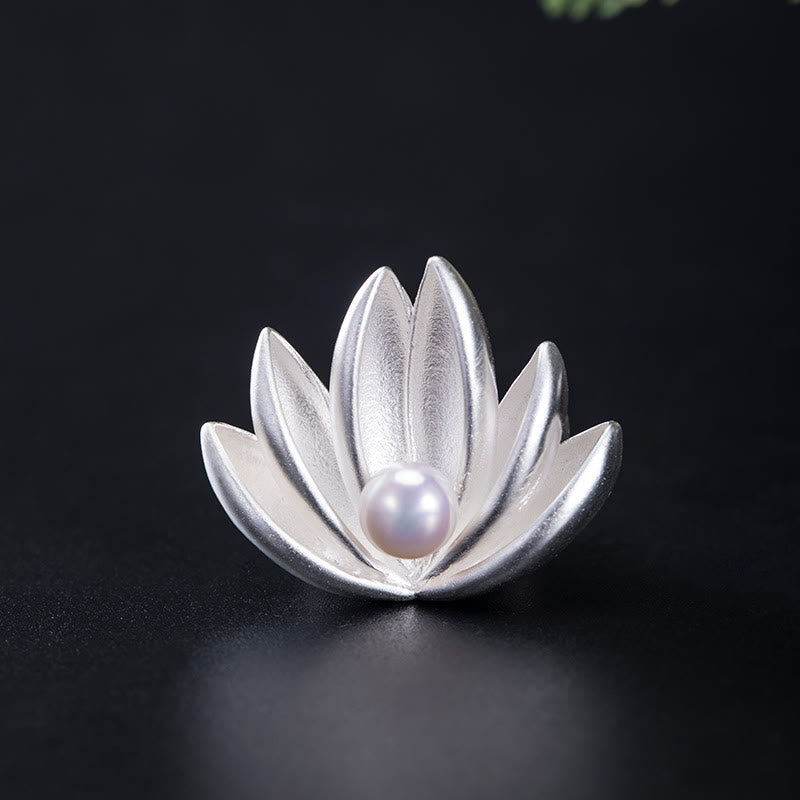 Buddha Stones925スターリングシルバー 蓮の花パール 新たな始まりのブローチ - ロータス（悟り♥新たな始まり） - image 0