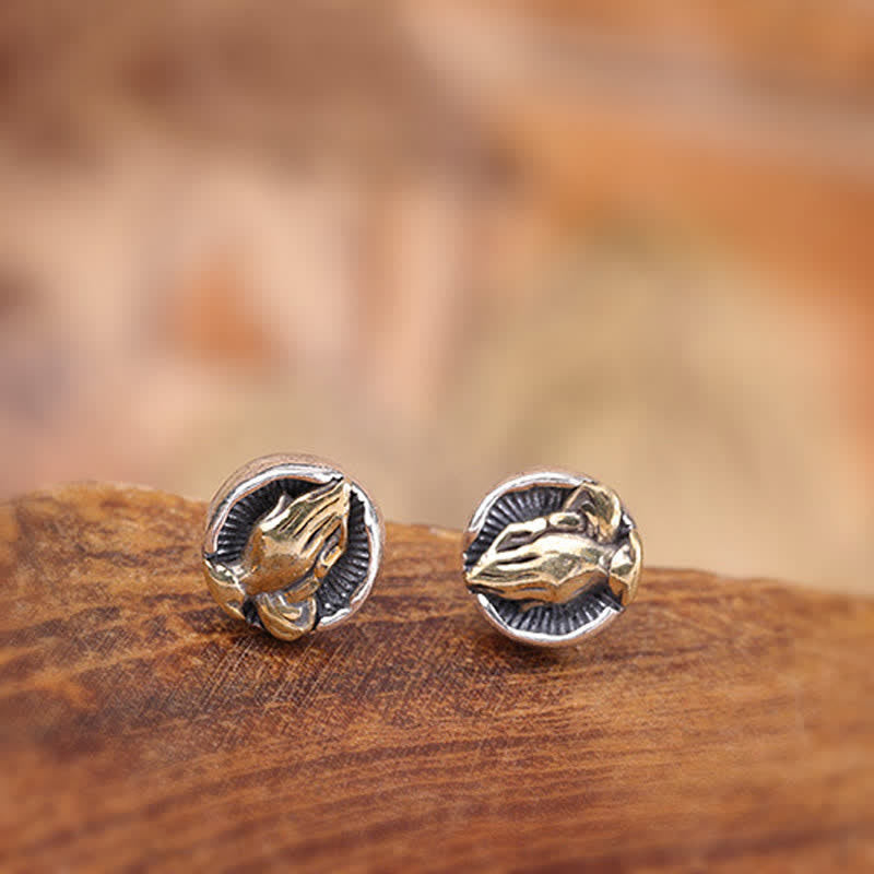 Buddha Stones925スターリングシルバー ナマステ イクオリティ スタッドピアス