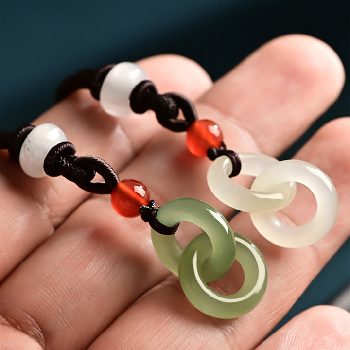 Buddha Stones天然和田シアン翡翠白翡翠ダブルピース平和のお守りチャーム成功ネックレスペンダント - image 9