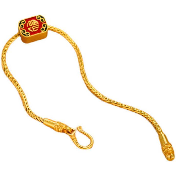 Buddha Stonesチベット 18K ゴールドオーム・マニ・パドメ・フム幸運の鯉キャラクター インゴット 銅貨 平和ブレスレット - image 11