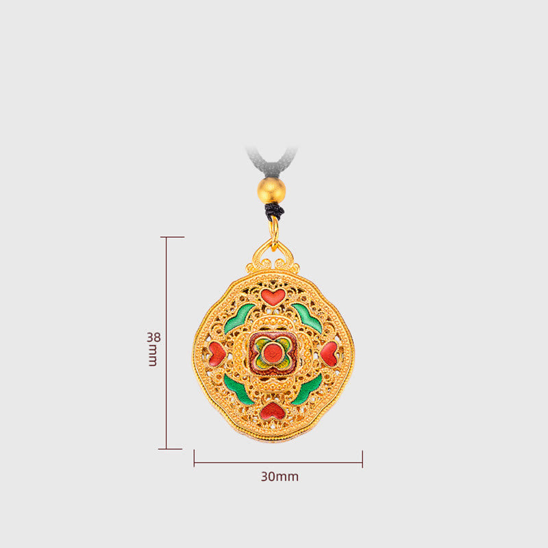 Buddha Stonesの花と愛のハートの銅製富のネックレスペンダント