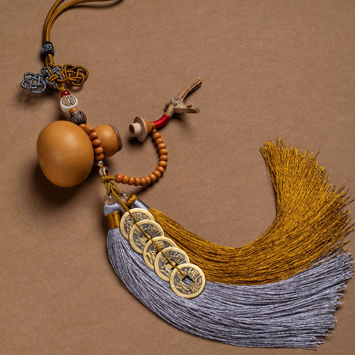 Buddha Stones風水 コイン ひょうたん 中国結び 幸運コイン 五帝 お金 富 タッセル 装飾 - image 17