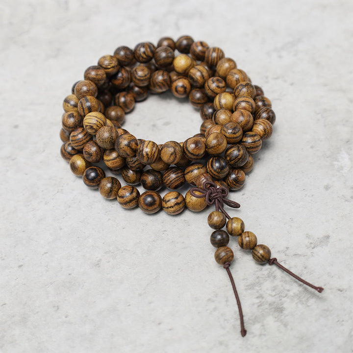 Buddha Stones108 個入りMalaビーズ ブレスレット 祈り 瞑想 白檀 弾性