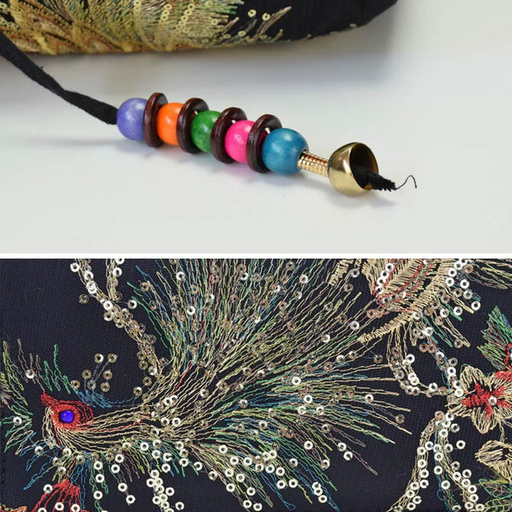 Buddha Stonesと孔雀の両面刺繍トートバッグ、ショルダーバッグ、クロスボディバッグ - image 10