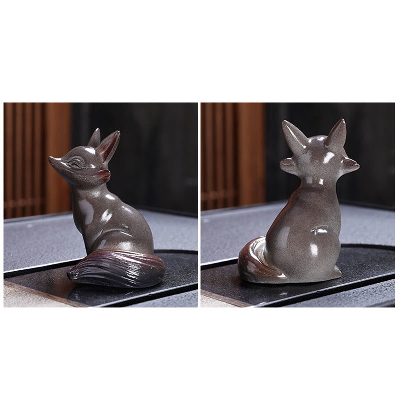 色が変わるBuddha Stones小さくてかわいいキツネのティーペット 樹脂製 置物 インテリア