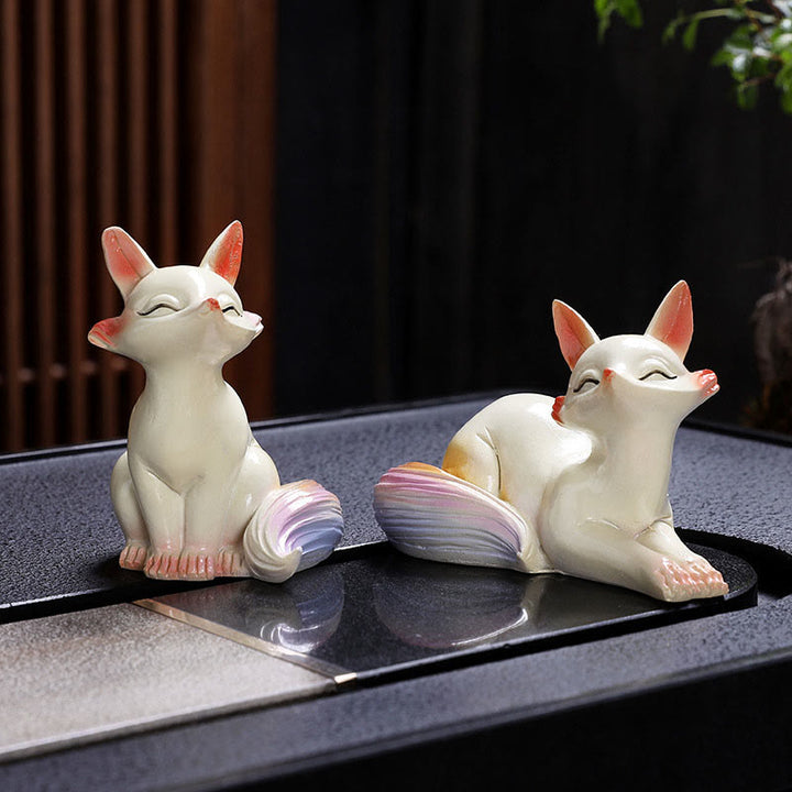 色が変わるBuddha Stones小さくてかわいいキツネのティーペット 樹脂製 置物 インテリア