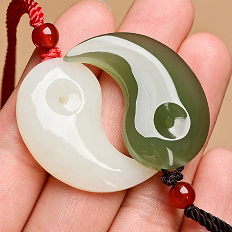 陰陽白翡翠シアン翡翠守護祝福ネックレスペンダント - シアンジェイド＆ホワイトジェイド - image 11