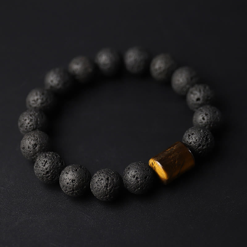 Buddha Stones 溶岩・黒檀・タイガーアイ使用 ヒーリングブレスレット