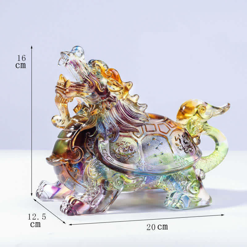 風水ドラゴンタートルハンドメイドLiuliクリスタルアートピースホームオフィスデコレーション