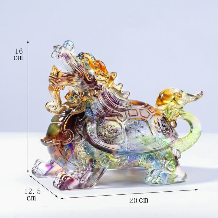 風水ドラゴンタートルハンドメイドLiuliクリスタルアートピースホームオフィスデコレーション
