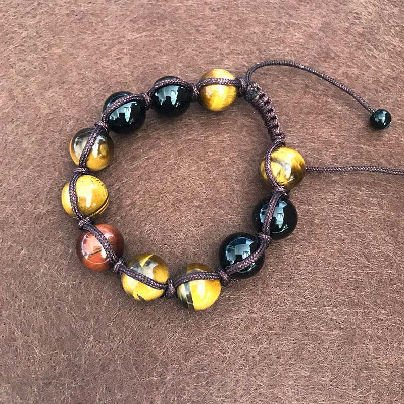 Buddha Stones溶岩石 タイガーアイ石 サポートヒーリングストリングブレスレット - タイガーアイ - image 1