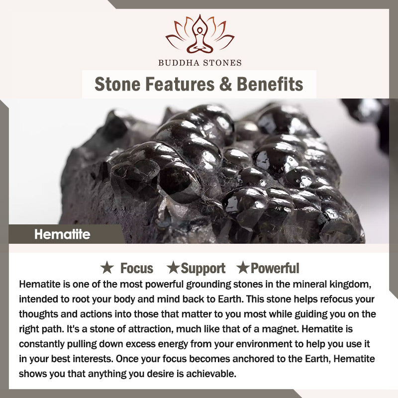 Buddha Stones 陰陽ヘマタイトフロストストーン溶岩石サポートブレスレット - image 6