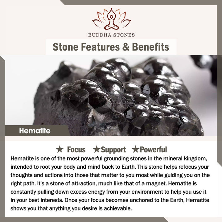 Buddha Stones 陰陽ヘマタイトフロストストーン溶岩石サポートブレスレット - image 6