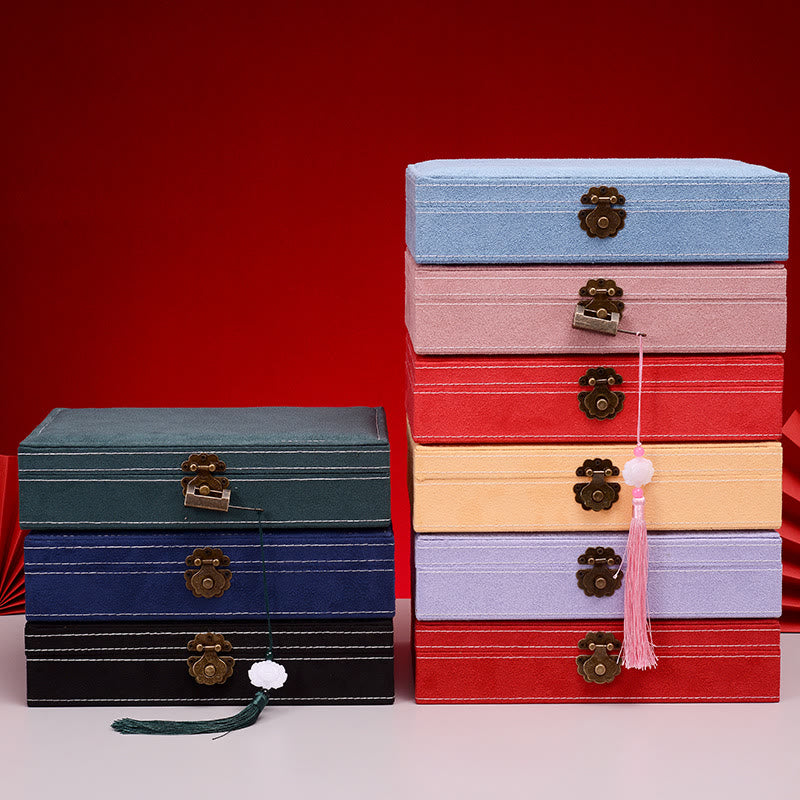 Buddha Stonesシンプルデザイン ジュエリーボックスオーガナイザー 単層 フランネル ジュエリー収納ボックス ロック付き