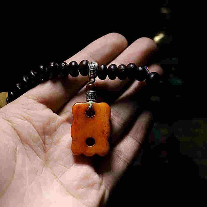 チベットBuddha Stones108 個入りMalaビーズ 紫菩提樹 八卦金剛杵 縁起物 ブレスレット