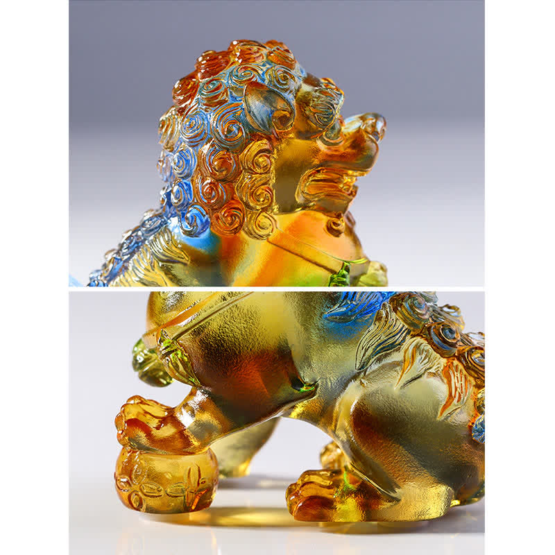 手作りのLiuliクリスタルライオンアートピースの強さホームオフィスの装飾