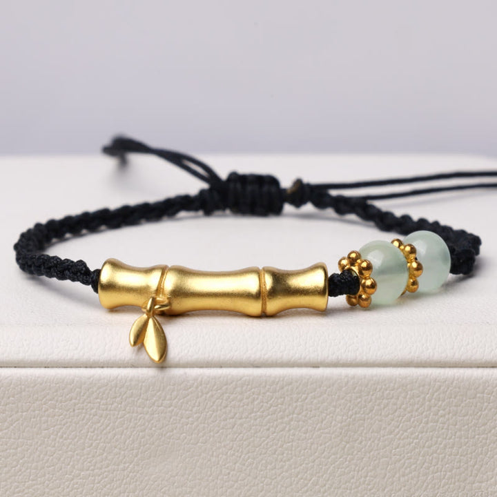 Buddha Stonesと竹のデザイン、幸運と強さを授ける編み込みブレスレット