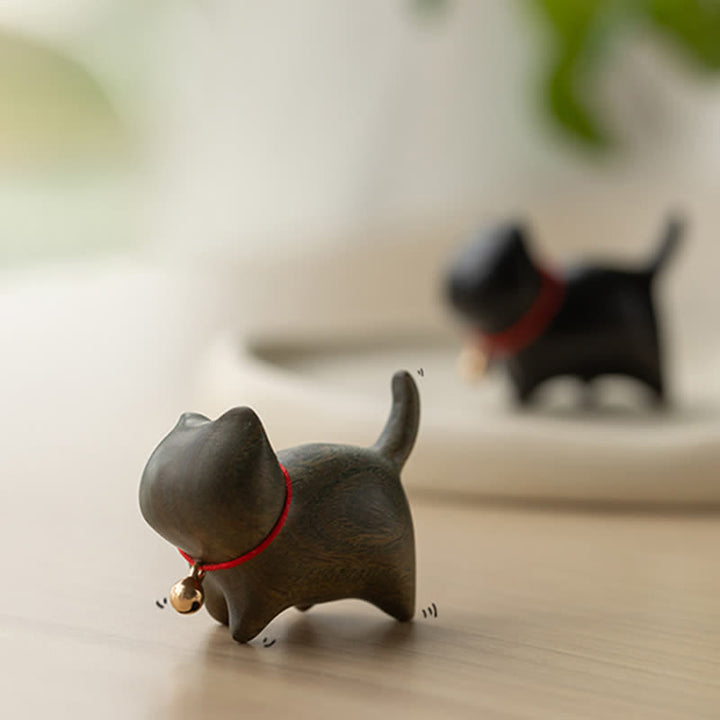 Buddha Stones緑白檀小葉紫檀かわいい猫の動物 心を落ち着かせる平和の装飾 - image 6