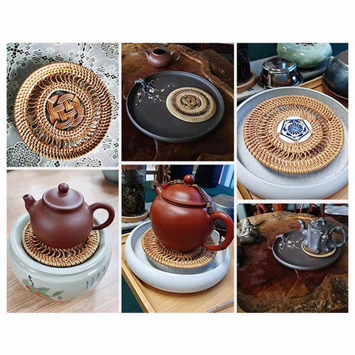陶器の花柄ラタンカップマットティーカップコースター