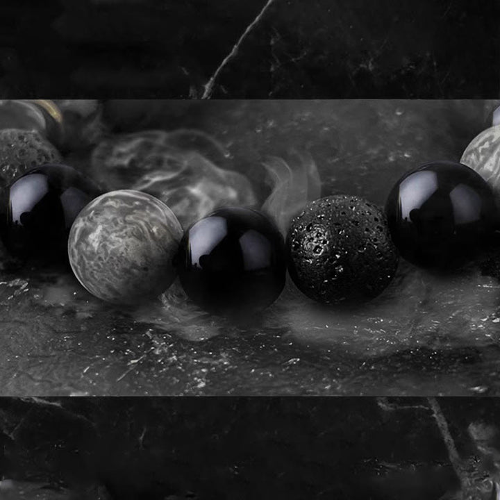 Buddha Stones黒曜石 溶岩石 陰陽強さブレスレット - image 16