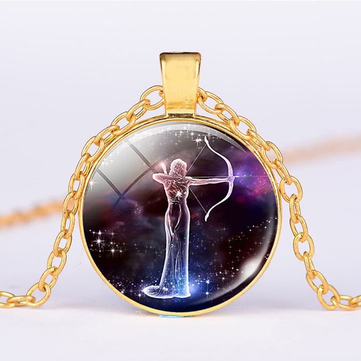 12星座の月と星空の守護の祝福ネックレスペンダント