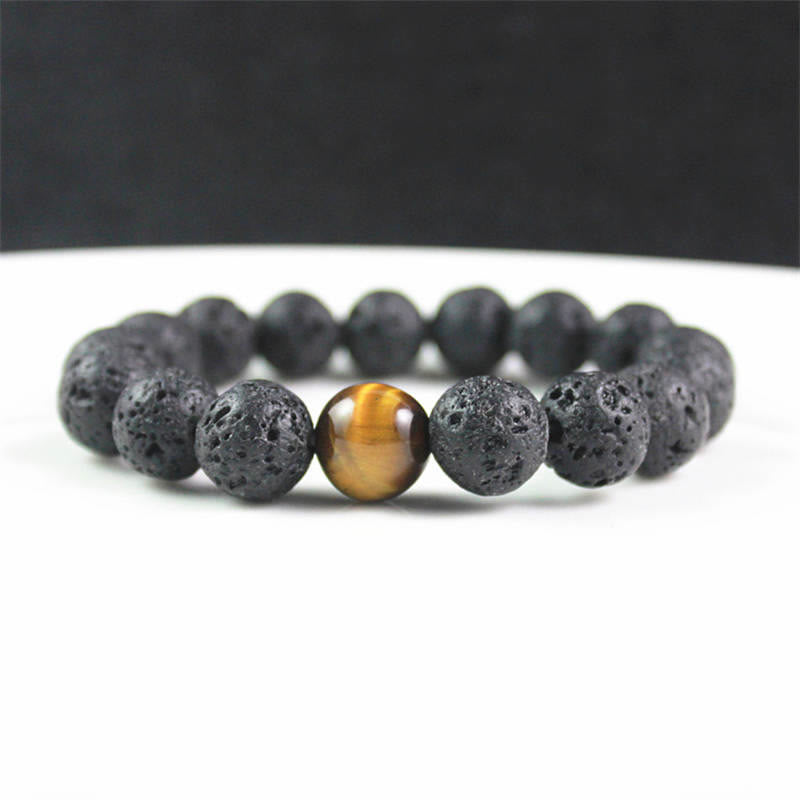 Buddha Stones溶岩石 タイガーアイ 石 平和ヒーリングブレスレット - image 1