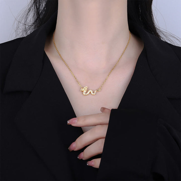 Buddha Stones925スターリングシルバー 龍年 縁起の良い金龍 幸運のチェーンネックレスペンダント - image 3