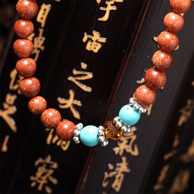 Buddha Stones 108Malaビーズ ゴールドストーンOm Mani Padme Humスワスティカ 自信のブレスレット