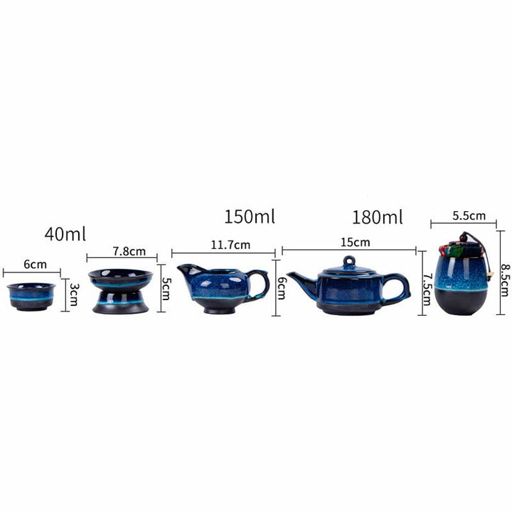 Buddha Stonesブルーグラデーションカラー 中国功夫茶 陶器ティーポット ポータブルギフトバッグボックスセット - image 26